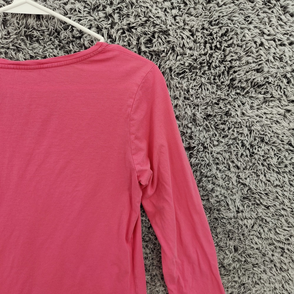 Ralph Lauren Sport Womens Preppy V-Neck Long Sleeve Tee L Pink Pima Cotton Pony - Picture 12 of 15